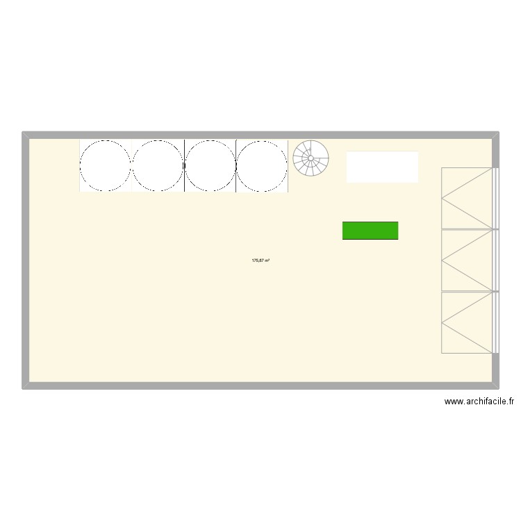 Chai. Plan de 1 pièce et 176 m2