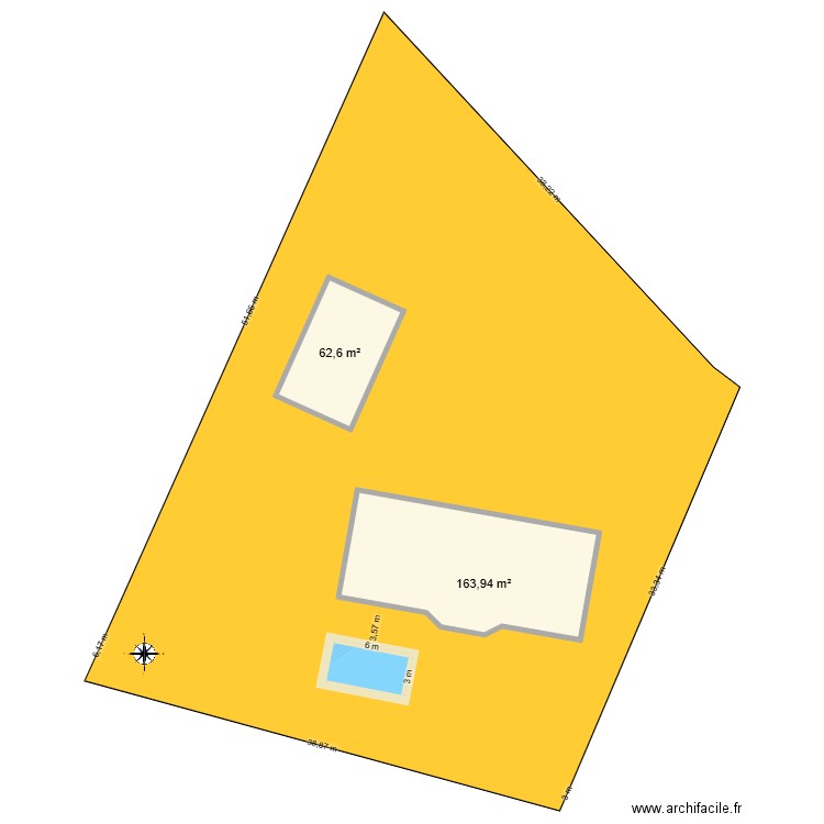 plan maison. Plan de 2 pièces et 227 m2