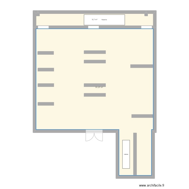 intersport. Plan de 2 pièces et 101 m2