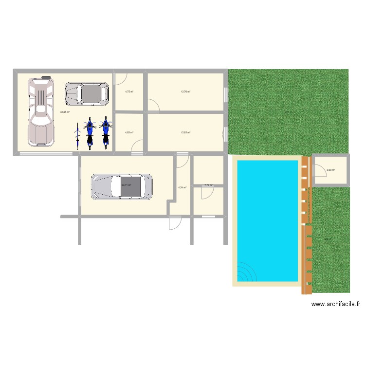 riri. Plan de 9 pièces et 108 m2