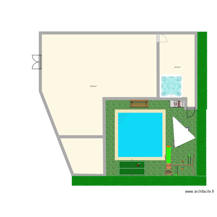 F projet pro simple . Plan de 2 pièces et 132 m2