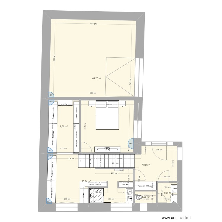 berteaux. Plan de 6 pièces et 82 m2