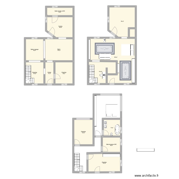 Maison. Plan de 14 pièces et 165 m2