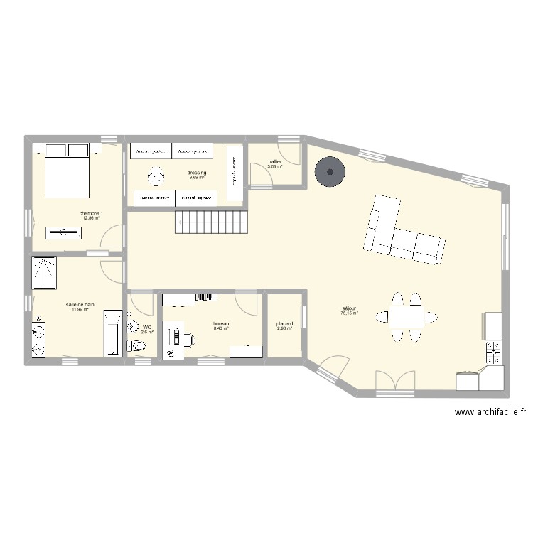 Maison des DE STEPHANE. Plan de 8 pièces et 127 m2