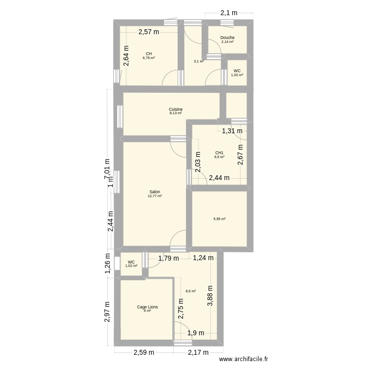 SanPedro. Plan de 11 pièces et 62 m2