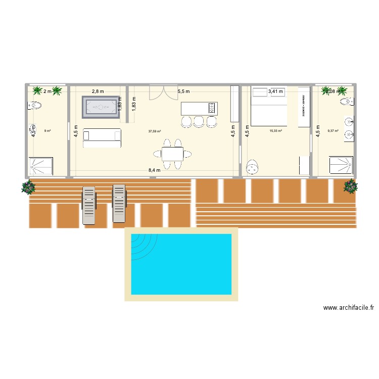 projet x 2. Plan de 4 pièces et 71 m2