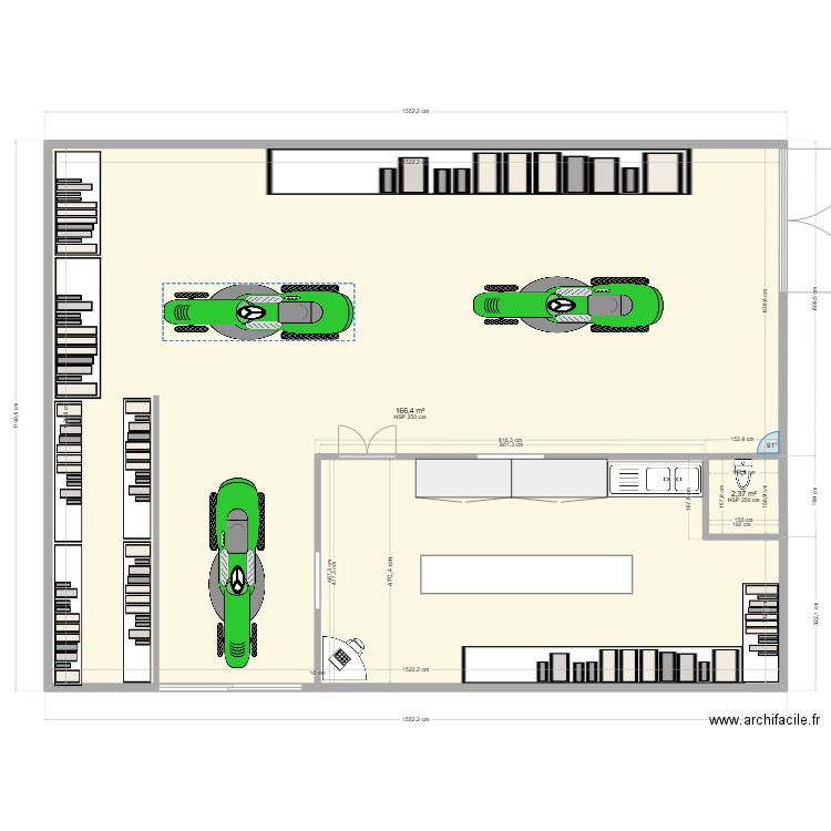 HANGAR toiture ifbc1.1113. Plan de 2 pièces et 169 m2