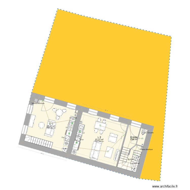 Maison paroissiale 3.0 Elec RDC. Plan de 11 pièces et 126 m2