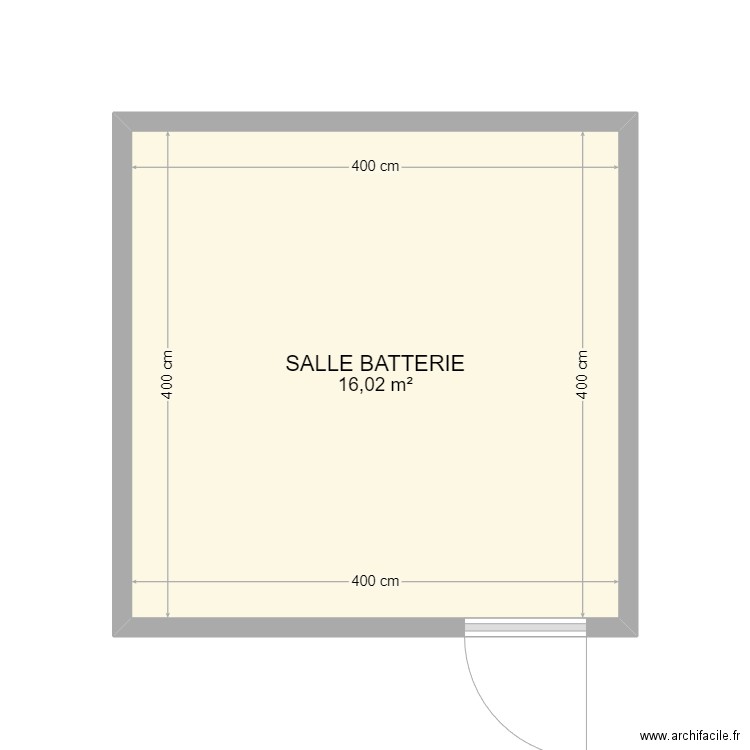 salle batteries. Plan de 1 pièce et 16 m2