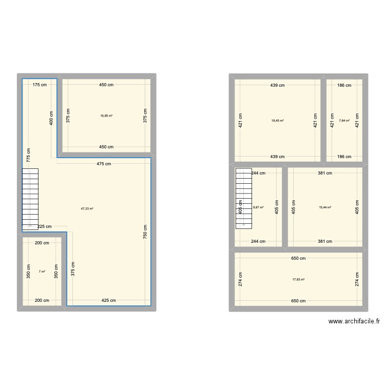 MAISON. Plan de 8 pièces et 141 m2