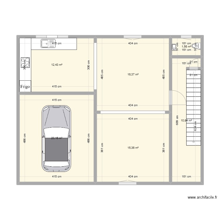 Rez Ouffet. Plan de 6 pièces et 77 m2