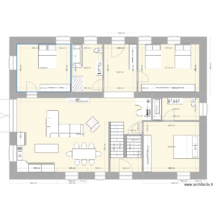 Rez nouveau. Plan de 7 pièces et 127 m2