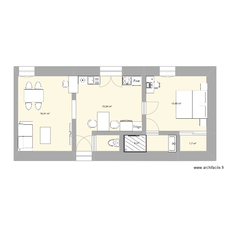 mathys. Plan de 5 pièces et 53 m2