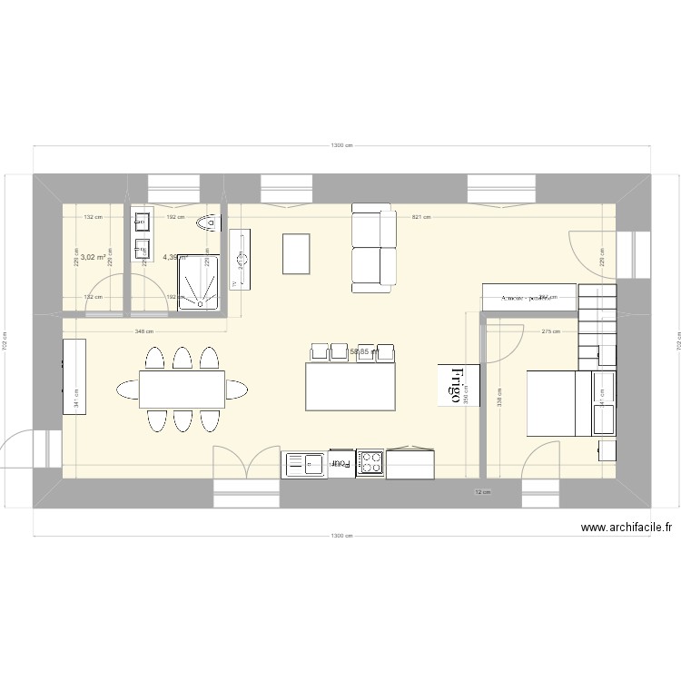 appartement version3. Plan de 3 pièces et 66 m2