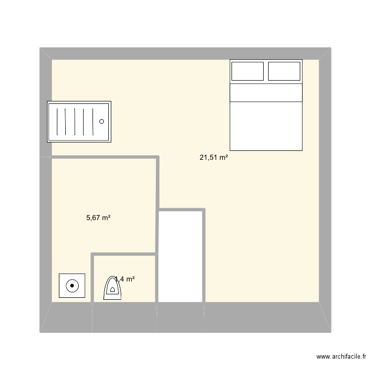 Salle de bain. Plan de 3 pièces et 29 m2