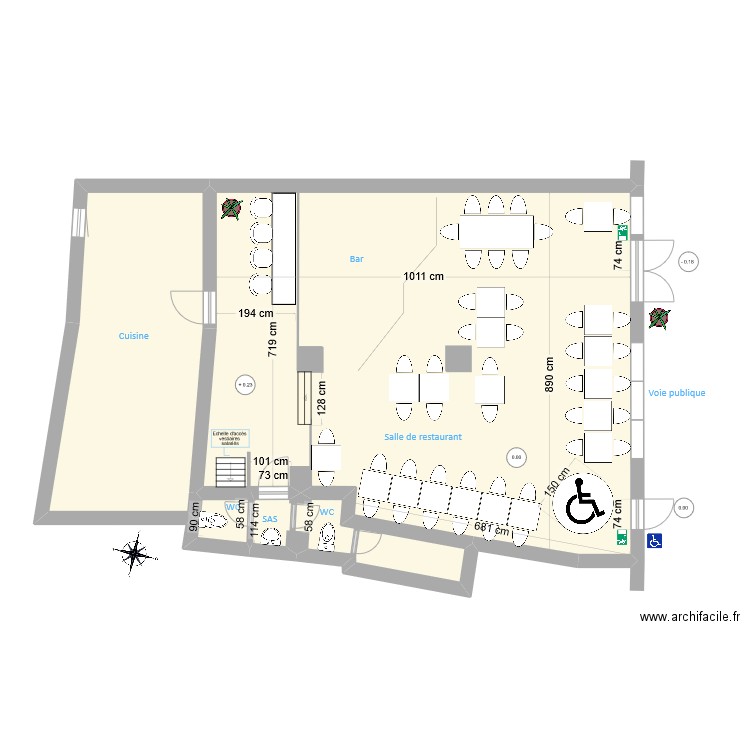 Chez Franklin. Plan de 3 pièces et 112 m2