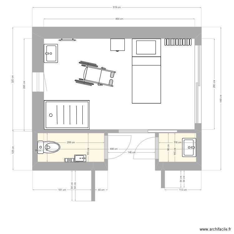 EXTENSION OCT2024. Plan de 3 pièces et 18 m2