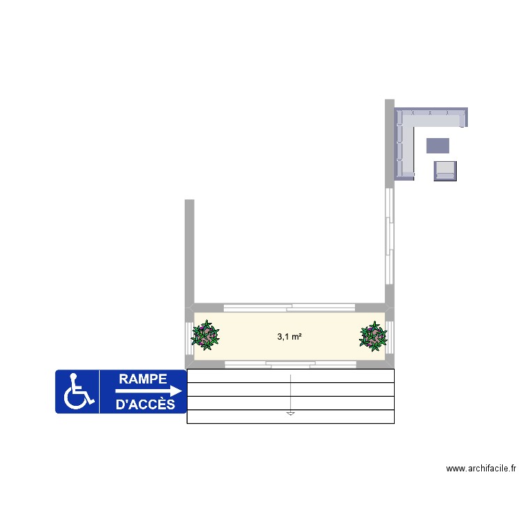 art applique. Plan de 1 pièce et 3 m2