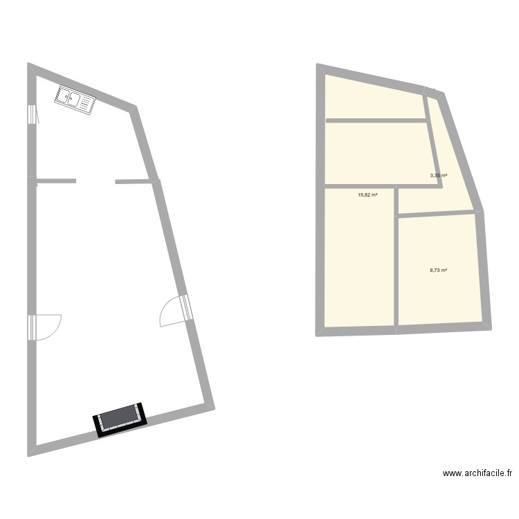 maison antoine. Plan de 3 pièces et 32 m2