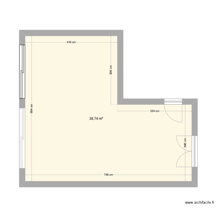 Veranda. Plan de 1 pièce et 39 m2