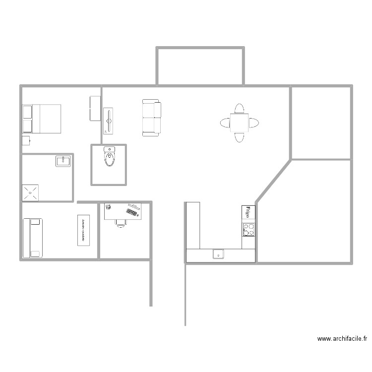 plan avant entrainement . Plan de 5 pièces et 32 m2