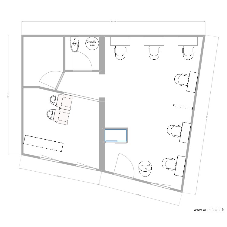 202410 Plan NC Coiffure. Plan de 6 pièces et 43 m2