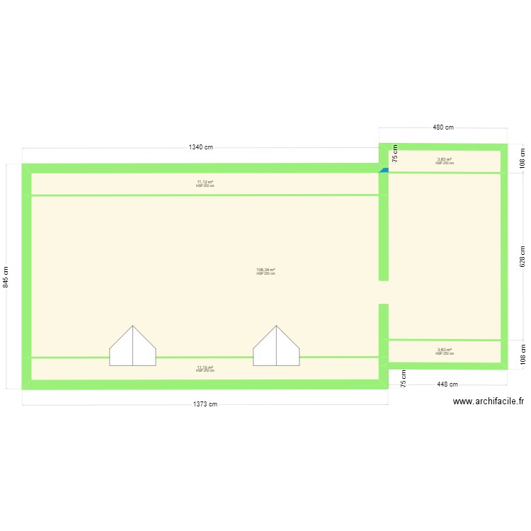 Pitres R+1. Plan de 5 pièces et 136 m2