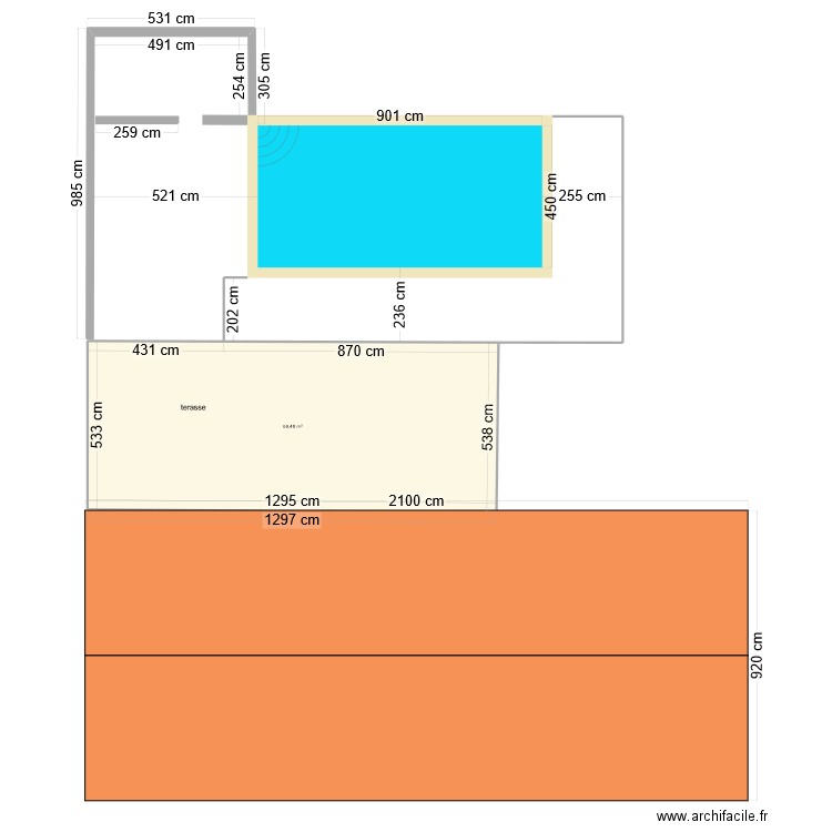 piscine REFAIT. Plan de 1 pièce et 69 m2