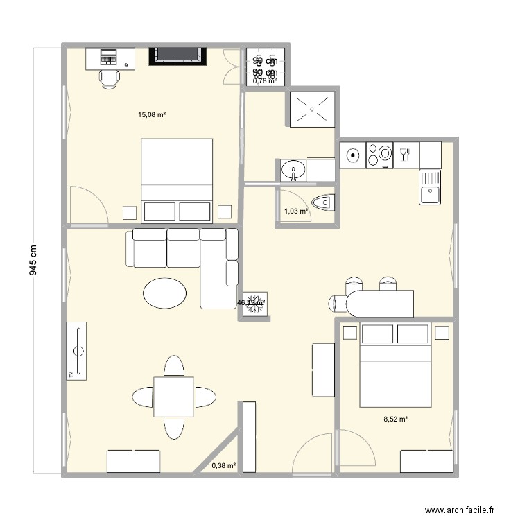 Bellamy Plan modifié Final. Plan de 6 pièces et 72 m2