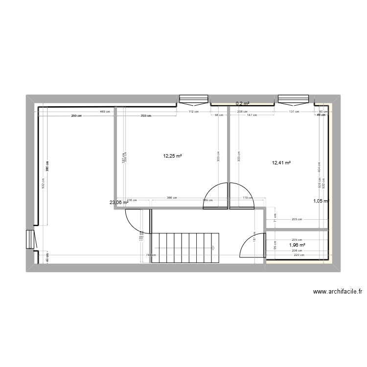 etage. Plan de 1 pièce et 58 m2