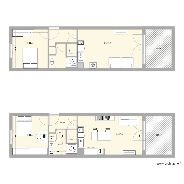 Marie-T. Plan de 17 pièces et 102 m2