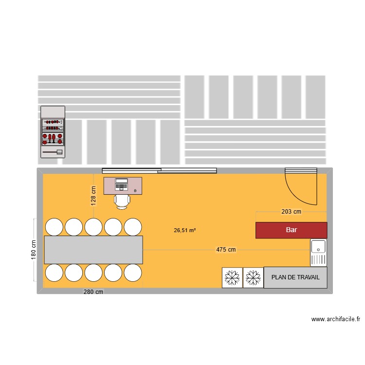 LOCAL PETANQUE. Plan de 1 pièce et 27 m2