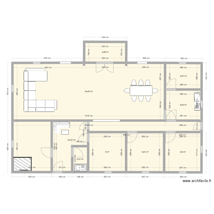 planTest. Plan de 9 pièces et 129 m2