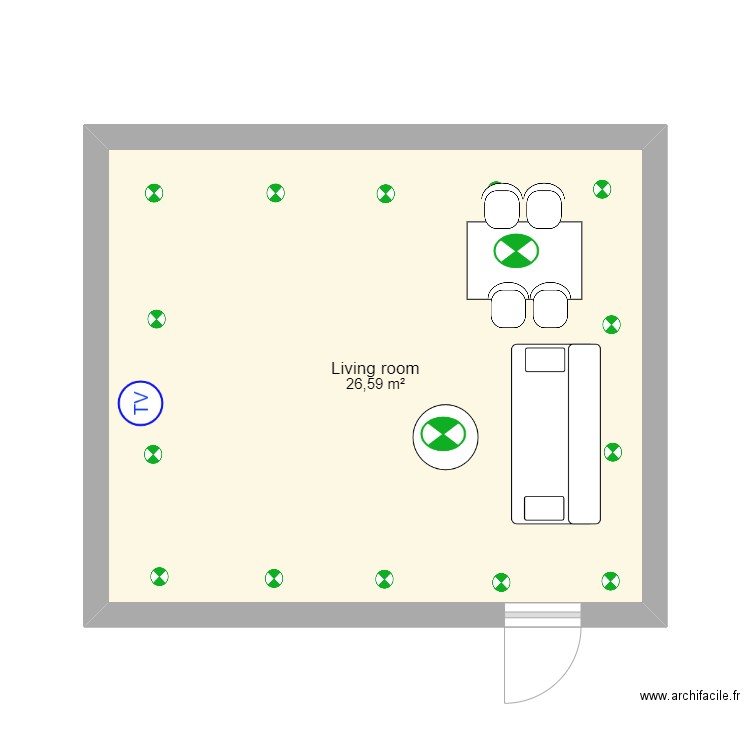 living room. Plan de 1 pièce et 27 m2