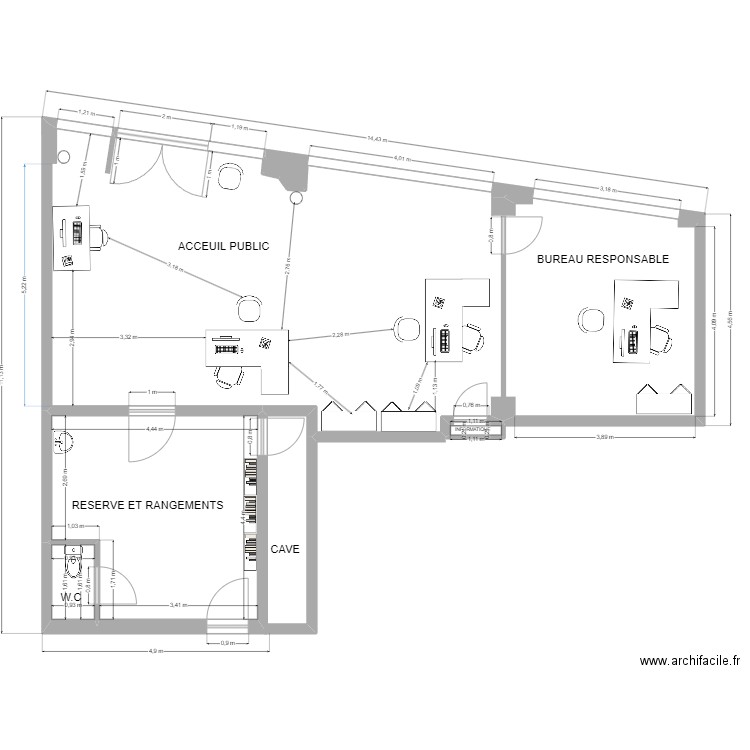 proman. Plan de 3 pièces et 20 m2