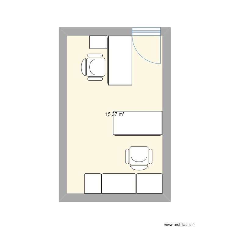 bur2. Plan de 1 pièce et 15 m2