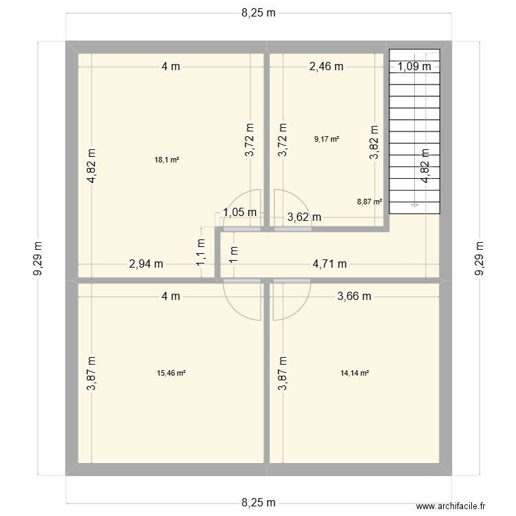 Hasan Etage Projet. Plan de 5 pièces et 66 m2