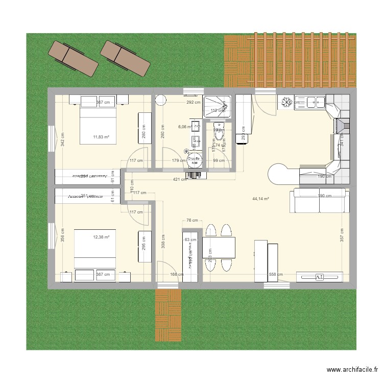 Appartement 1. Plan de 5 pièces et 76 m2