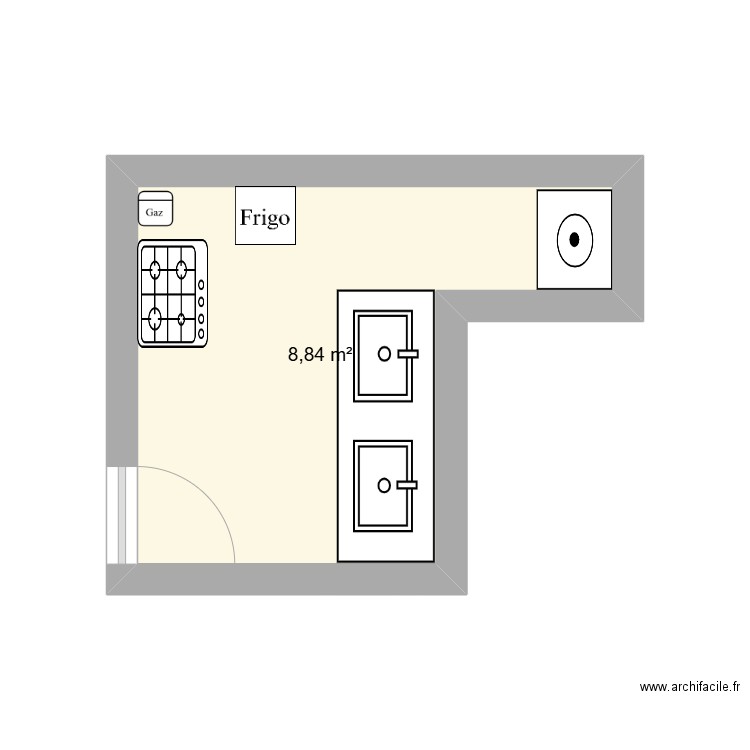 CUISINE. Plan de 1 pièce et 9 m2