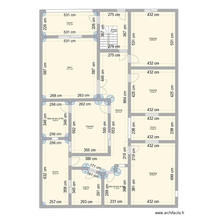 RC Keur Pape Laye. Plan de 13 pièces et 219 m2