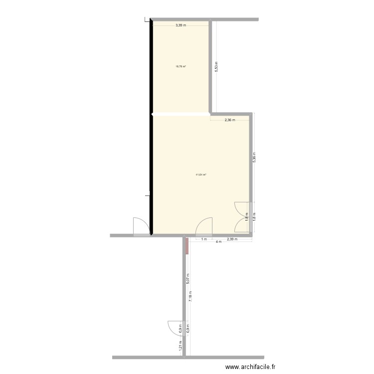 secteur ext. Plan de 2 pièces et 60 m2