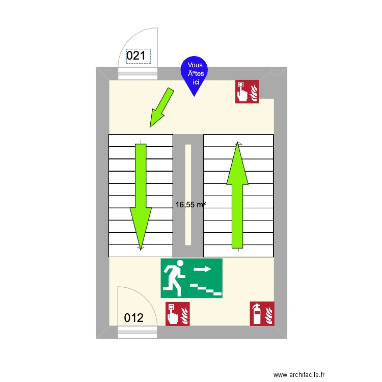 021. Plan de 1 pièce et 17 m2