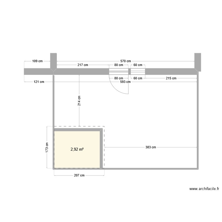 terd2. Plan de 1 pièce et 3 m2