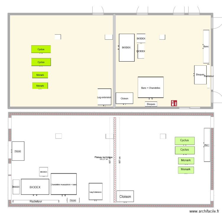 Plateau technique . Plan de 2 pièces et 328 m2