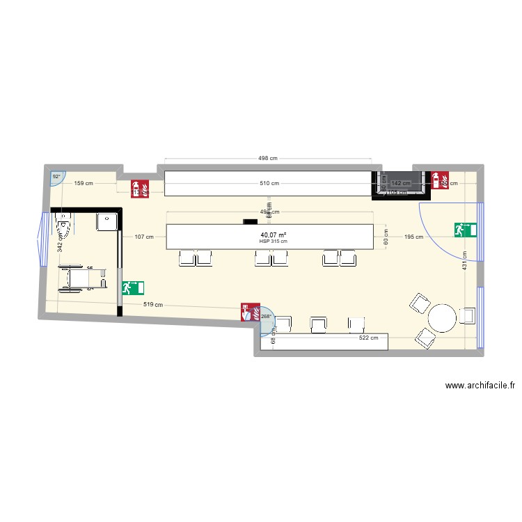 sybar plan. Plan de 1 pièce et 40 m2