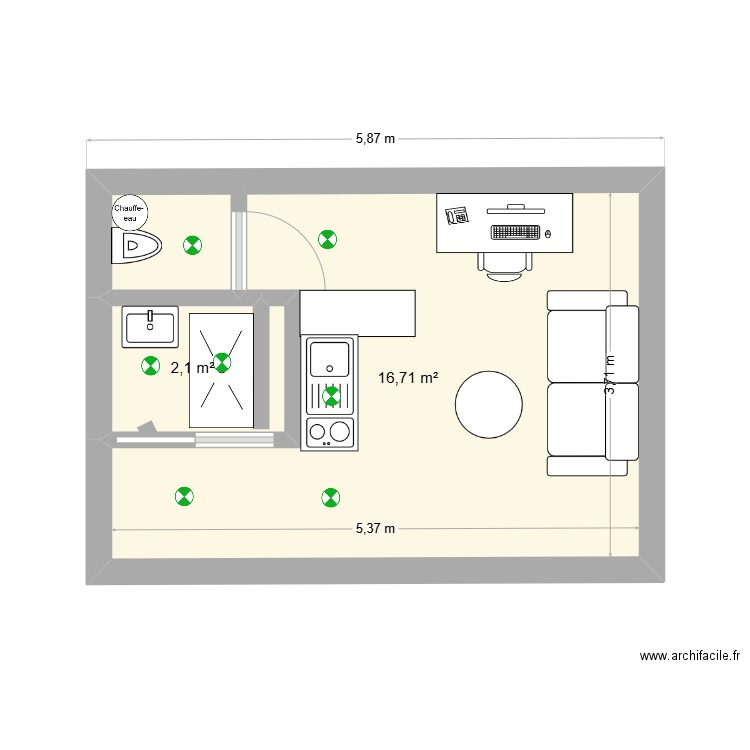 strasbourg. Plan de 2 pièces et 19 m2