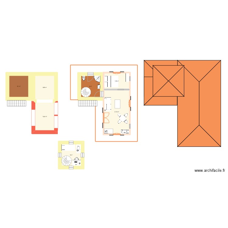 edern pigeonnier. Plan de 7 pièces et 72 m2