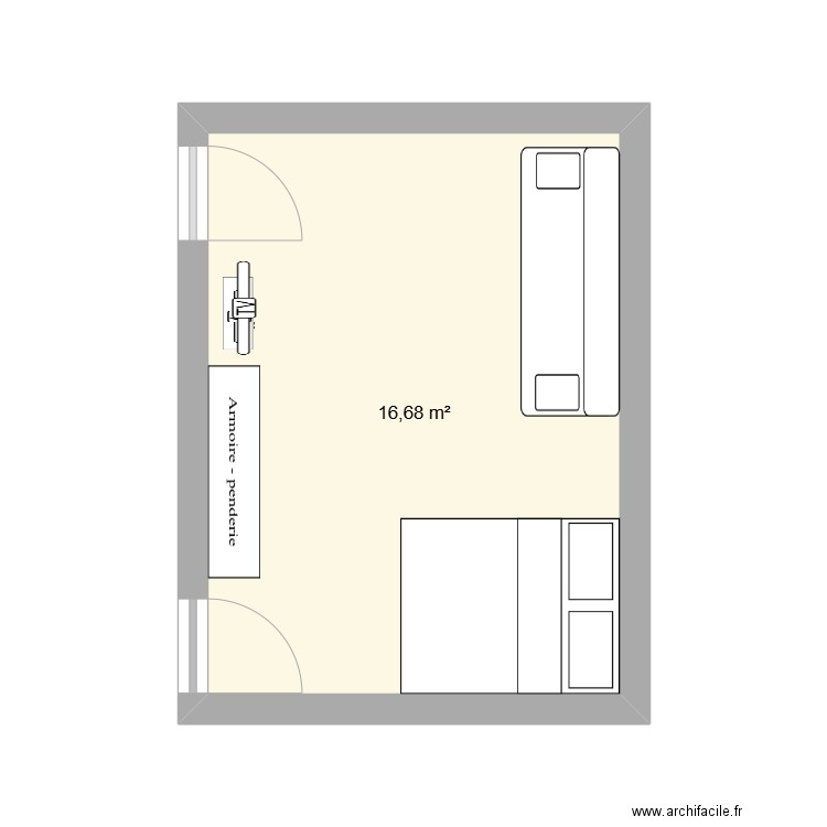 Saint-Louis. Plan de 1 pièce et 17 m2