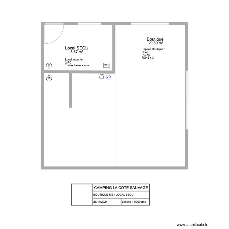 CONTENAIR COTE SAUVAGE. Plan de 2 pièces et 35 m2