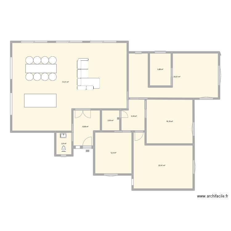 N°2. Plan de 10 pièces et 174 m2